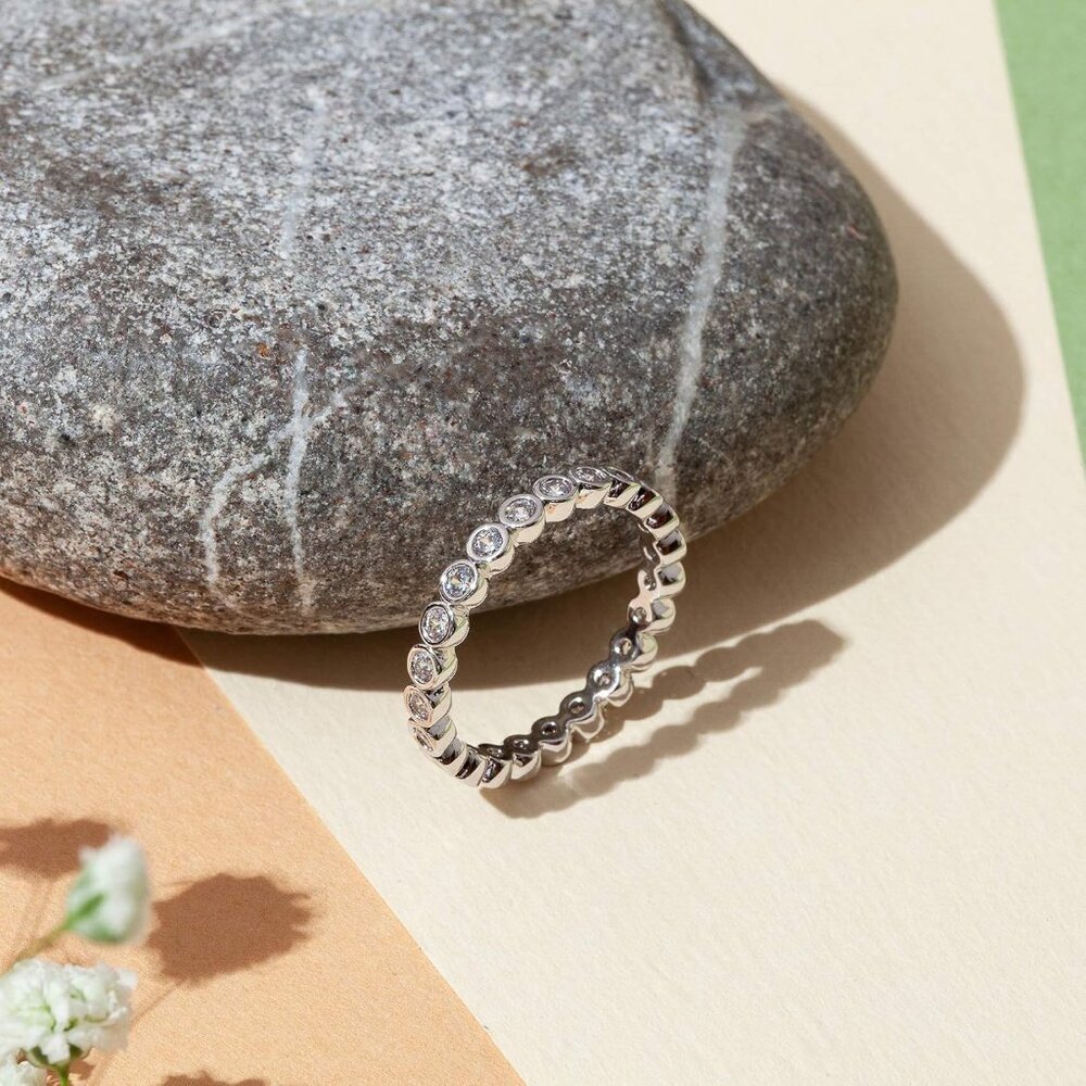 Elegant 14k Gold Stackable Ring Featuring Cubic Z… - image 7